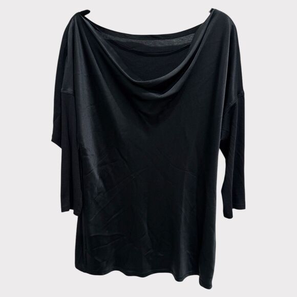Theory Black Silk-Blend Draped-Neck Blouse – SZ L EUC - Picture 1 of 4